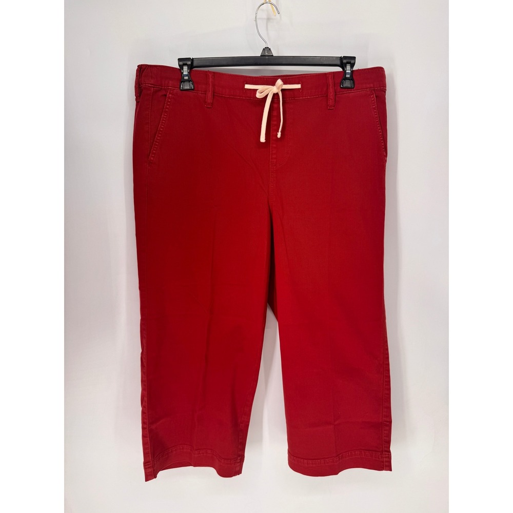 Torrid Cropped Pants Women Size 2 Red Drawstring Elastic Waist Stretch Twill
